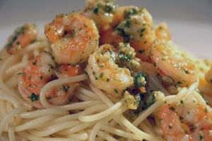 Garlic Prawns and Pasta